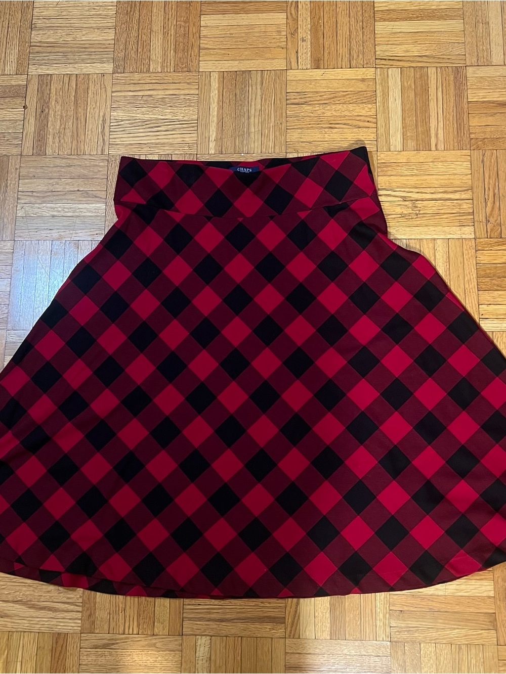 Preppy Goth Chaps Red and Black Buffalo Plaid Skater Skirt size Large